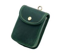 Leather Waist Pouch for Belt Durable Playing Card Case Portable Snap Button Waist Hanging Large Capacity Multifunctional Waist Wallet with Clasp for Coin Cards Keys Small Tools, Green, One size