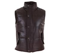 Leather Waistcoat Gilet Puffer Warm Casual TruClothing Brown S