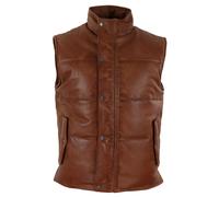 Leather Waistcoat Gilet Puffer Warm Casual TruClothing Tan L