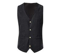 Leather Waistcoat Mens Brown | Denim Waistcoat Mens Formal Waistcoat Single Breasted Button Classic Gilet Western Style Outdoor Vest V Neck Bodywarmer Waistcoat Solid Color Casual Gilet