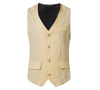 Leather Waistcoat Mens - Brown Formal Single Breasted Button Gilet Western Style Solid Color Casual