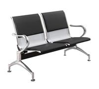 Leather Waiting Room Chairs with Armrests for Airport Reception 2-3 Seats Office Guest Seating Lounge Bench for Office Bank and Airport Use