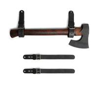 Leather Wall Hanging Straps, Set of 2, Buckle Closure for Axes, Hatchets & Tools, Heavy Duty Tool Hangers, Garage Storage Organization, Axe Mount Holders, Organizer Hooks (Charcoal Black)