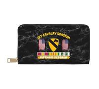 Leather Wallet 1St Cavalry Division Vietnam Veteran Women's Wallets Soft Handbags Card Case Genuine Leather Wallets for Girls, Women, Unisex