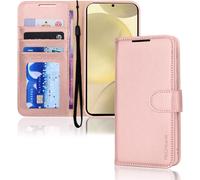 [Leather Wallet Case] Protective Cover with Cash & Card Holder, Stand and Wrist Strap For Samsung Galaxy S24 5G