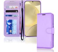 [Leather Wallet Case] Protective Cover with Cash & Card Holder, Stand and Wrist Strap For Samsung Galaxy S24 5G
