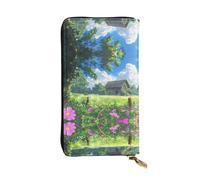 Leather Wallet Chalet in The Grassland Printing Genuine Leather Wallets Card Case Handbags Soft Women's Wallets for Girls, Kids, Evening Party