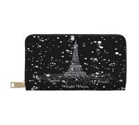 Leather Wallet Coin Purse Wallet Coin Pouch Night Paris Eiffel Tower Leather Storage Bag Zipper Money Purses Bag for Women Men Kids
