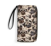 Leather Wallet Cute Pugs Genuine Leather Wallets Soft Women Card Case Colourful Women's Wallets for Mother, Kids, Teens