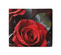 Leather Wallet for Men Otter Playing in The Water Bifold Wallet PU Card Holder Small Credit Card Holder Stylish Small Coin Purse for Women, Romantic Red Roses, One Size