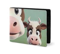 Leather Wallet for Men Sunset in Budapest Stylish Small Coin Purse for Women Slim And Thin Bifold Wallet with Compartment Card Holder, Cute Cow, One Size