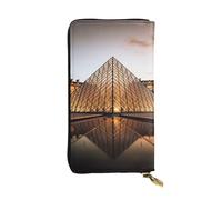 Leather Wallet for Men Women, RFID Blocking, Large Capacity Zip Card Phone Holder with 12 Card Slots, Slim Minimalist Cash Wallets Travel Long Purse Louvre Museum in Paris Clutch Bag