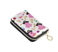 Leather Wallet for Women Credit Card Holder RFID Blocking Small Mens Wallet with Coin Pocket Cute Pink Octopuses Pirates
