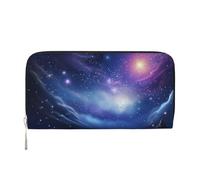 Leather Wallet for Women Long Purse Mysterious Stars Womens Wallet Clutch with 8 Credit Card Holder Coin Pocket, Black, One Size, Casual