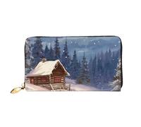 Leather Wallet for Women Men Bifold Wallet Ultra Slim Credit Card Holder Cabin in the woods Ladies Clutch Purse, Black, One Size