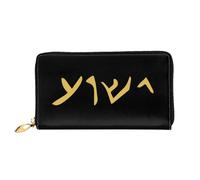 Leather Wallet Jesus Name Written in Aramaic, The Language He Spoke Ladies Wallet Pouch Artistic Women Card Case RFID Blocking Handbag for Evening Party, Kids, Girlfriend