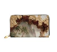 Leather Wallet Light Waterproof Unique Paradise in a Crack Print for Daily Commuting and Traveling