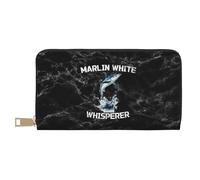 Leather Wallet Marlin Fish Whisperer Genuine Leather Wallets Colourful Handbags with Zipper Pocket Women's Wallets for Teacher, Unisex, Teens