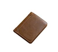 Leather Wallet Men Slim Vertical Wallets Black Thin Short ID Credit Card Holder Minimalist Men's Brown(Color 4)