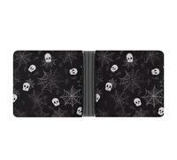 Leather Wallet Slim Durable Credit Card Holder Personalized A Skeleton in A Spider Web Printing Wallet For Men & Women Perfect For Work Travel, style, One Size, Foldable Pu Wallet