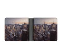 Leather Wallet Slim Durable Credit Card Holder Personalized Tall Buildings In Cities Printing Wallet For Men & Women Perfect For Work Travel, style, One Size, Foldable Pu Wallet