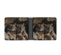 Leather Wallet Slim Durable Credit Card Holder Personalized Tiger in Cave Printing Wallet For Men & Women Perfect For Work Travel, style, One Size, Foldable Pu Wallet