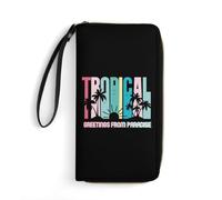Leather Wallet Tropical Slogan Greetings from Paradise Women's Wallets Card Case Handbags Vintage Women Card Case for Friend, Teacher, Unisex