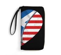Leather Wallet Vintage Heart America and Scotland Scottish Flag Genuine Leather Wallets Colourful Women Card Case Card Case Wallet Pouch for Women, Girls, Girlfriend