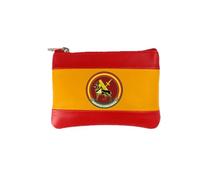 Leather Wallet with Spanish Flag and Emblem of the Cynological Service of the Civil Guard, Red and Yellow