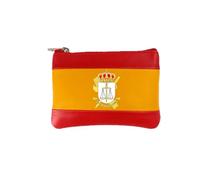 Leather Wallet with Spanish Flag, Design Police Judicial Civil Guard, Red and Yellow