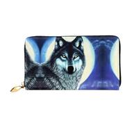 Leather Wallet Wolf Under Moon Ladies Wallet Pouch RFID Blocking Coin Bag Retro Style Women's Wallets for Girlfriend, Evening Party, Teacher