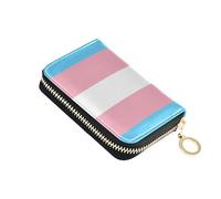 Leather Wallet Womens RFID Blocking Credit Card Wallets Small Travel Wallet with Zipper Transgender Pride Flag Format