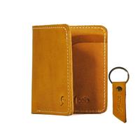 Leather Wallets for Men Women, Card Holder, 6 Card Slots with Flat Bank Notes / Hard Cash pocket, Slim Minimalist Design, Can Carry in Front Pocket, Full Grain Long Life Real Leather (with Key Ring)