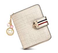 Leather Wallets for Women, Genuine Leather Gift Box Packing Ladies Clutch Purses with Zipper Coin Pocket Women's Small Bifold Wallets Credit Card Holders Womens Stylish Zip Around Wallets (Gold1)