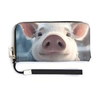 Leather Wallets Waterproof Zip Around Clutch Bag Cute Piggy in The Snow Credit Card Holder Clutch Purse for Women Ladies, style, 20.0*10.5cm