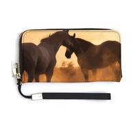 Leather Wallets Waterproof Zip Around Clutch Bag Horses in Love Credit Card Holder Clutch Purse for Women Ladies, style, 20.0*10.5cm