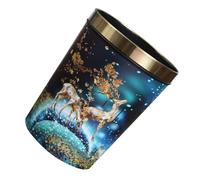 Leather Waste Bin with Wood Grain Pattern, Compact and Easy to Use Trash Can for Kitchen and Living Room, Stylish Plastic and Metal Waste Container with Unique Elegant Design