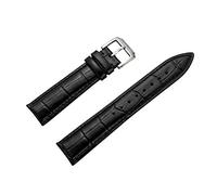 Leather Watch Band 2 Pieces Alligator Embossed Calfskin Strap Wrist Replacement Black 16mm