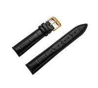 Leather Watch Band 2 Pieces Alligator Embossed Calfskin Strap Wrist Replacement Black 18mm Gold Buckle
