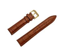 Leather Watch Band 2 Pieces Alligator Embossed Calfskin Strap Wrist Replacement Brown 19mm Gold Buckle