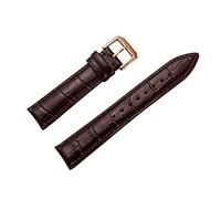 Leather Watch Band 2 Pieces Alligator Embossed Calfskin Strap Wrist Replacement Dark Brown 18mm Rose Gold Buckle