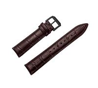 Leather Watch Band 2 Pieces Alligator Embossed Calfskin Strap Wrist Replacement Dark Brown 20mm Black Buckle