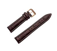 Leather Watch Band 2 Pieces Calfskin Strap Wrist Replacement Dark Brown 20mm Rose Gold Buckle