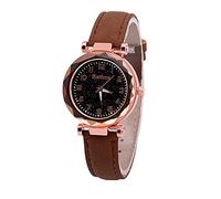 Leather Watch Band for Women Quartz Watch Ladies Watch Digital Starry Sky Luminous Belt Watch Women's Watch No Battery Watches (Coffee, One Size)