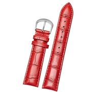 Leather Watch Band Smartwatch Men's And Women's Bracelet(1 bright red,18mm)