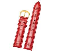 Leather Watch Band Smartwatch Men's And Women's Bracelet(2 bright red,16mm)