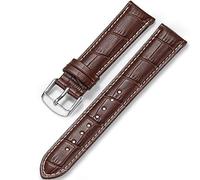 Leather Watch Strap 18mm 19mm 20mm 21mm 22mm 24mm Black Brown Embossed Grain Classic Design Replacement Watch Band Silver Polished Deployment Buckle for Men Women