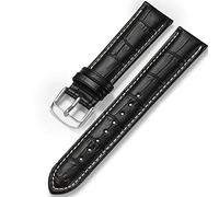 Leather Watch Strap 18mm 19mm 20mm 21mm 22mm 24mm Black Brown Embossed Grain Classic Design Replacement Watch Band Silver Polished Deployment Buckle for Men Women