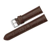 Leather Watch Strap 18mm 19mm 20mm 21mm 22mm 24mm Black Brown Embossed Grain Classic Design Replacement Watch Band Silver Polished Deployment Buckle for Men Women