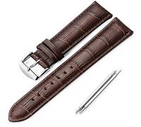 Leather Watch Strap 18mm 19mm 20mm 21mm 22mm 24mm Black Brown Embossed Grain Classic Design Replacement Watch Band Silver Polished Deployment Buckle for Men Women